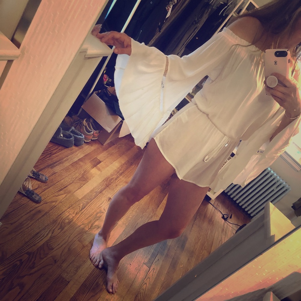 Lightweight white romper. Great beach coverup!